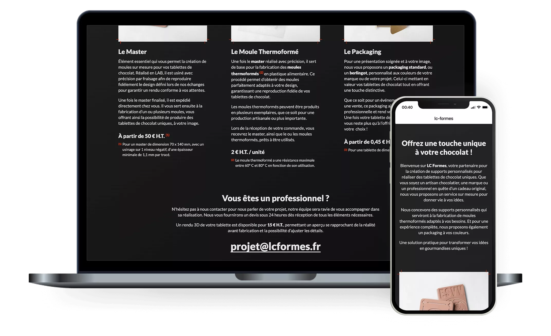 Visuel de mise en situation des maquettes réalisées pour le projet LC Formes
